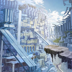This is a pixiv picture whose title is 軌道塔のふもと.