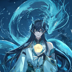 This is a pixiv picture whose title is 飲月.