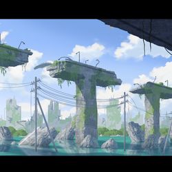 This is a pixiv picture whose title is 高速道路跡地.