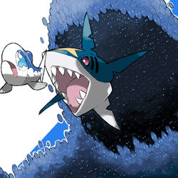 This is a pixiv picture whose title is Wishiwashi and Sharpedo.