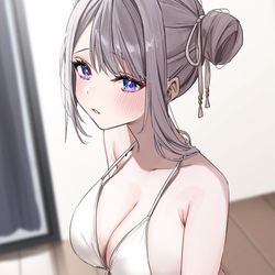 This is a pixiv picture whose title is 部屋で水着ってなんか……….
