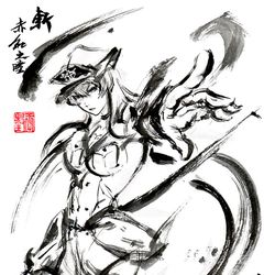 This is a pixiv picture whose title is 【極道畫師】艾斯德斯潑墨寫意.