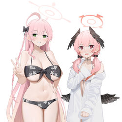 This is a pixiv picture whose title is ハナコハ水着交換.