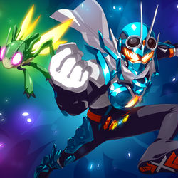 This is a pixiv picture whose title is 仮面ライダー ガッチャード！.