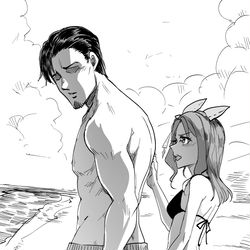 This is a pixiv picture whose title is 見惚れキントレ＋お姉ちゃん.