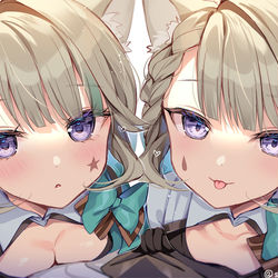 This is a pixiv picture whose title is 「どちらが本物のリネットでしょうか？」.