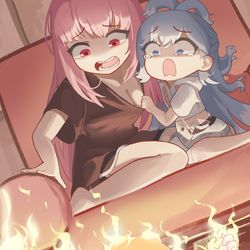 This is a pixiv picture whose title is the floor is lava.