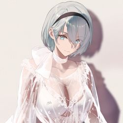 This is a pixiv picture whose title is 2B Lacesuit production..