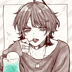 This is a pixiv picture whose title is 【会社と私生活】オフショット：甘酸っぱい ときめき.