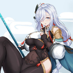 This is a pixiv picture whose title is 申鶴.