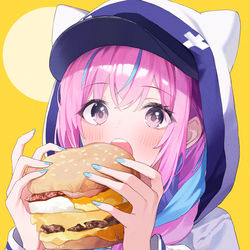 This is a pixiv picture whose title is 月見バーガー.