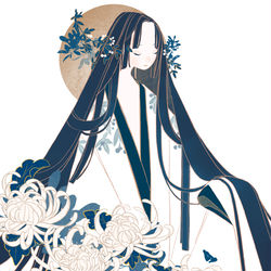 This is a pixiv picture whose title is 秋月.