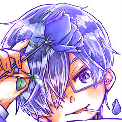 This is a pixiv picture whose title is 青色の薔薇.