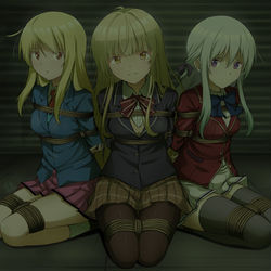 This is a pixiv picture whose title is 3 Girls Kidnapped.