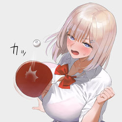 This is a pixiv picture whose title is おっぱいを使って器用に卓球するJK達（2枚）.
