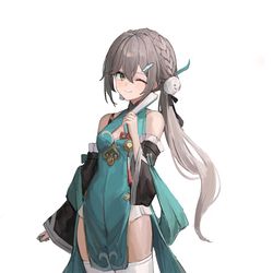 This is a pixiv picture whose title is 青雀チャイナドレス.