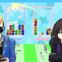 This is a pixiv picture whose title is 入れ替わりタイマン.