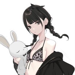 This is a pixiv picture whose title is みつあみレオパルド.