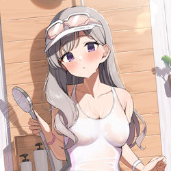 This is a pixiv picture whose title is 白競泳水着霧子.....