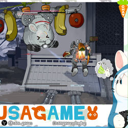 This is a pixiv picture whose title is お気に入りのサメパジャマで寝る前にゲームする配信をしているウサギ.