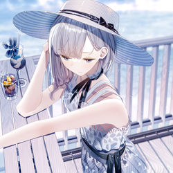 This is a pixiv picture whose title is 瓶覗色に囁く潮の音.