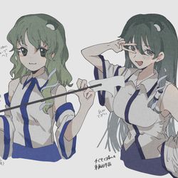 This is a pixiv picture whose title is 東風谷早苗…….