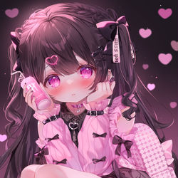 This is a pixiv picture whose title is 今日の夜通話できる❔🖤🎀.