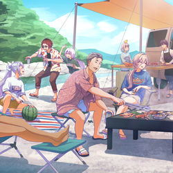 This is a pixiv picture whose title is あの夏の終わりに見た幸せな幻覚〜にじ甲'23お疲れ会BBQ〜.