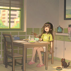 This is a pixiv picture whose title is 平凡的一天-小云兮吃中饭.