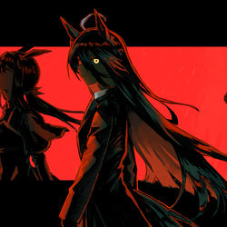 This is a pixiv picture whose title is 運命に噛みついたウマ.