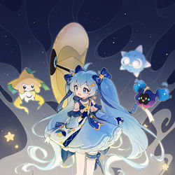 This is a pixiv picture whose title is 雪ミク×ポケモン.