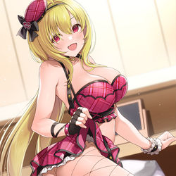 This is a pixiv picture whose title is 【326+】　「網タイツ、どう？」.