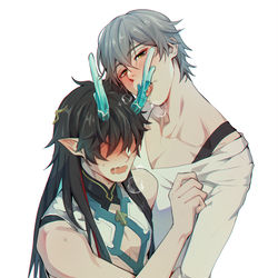 This is a pixiv picture whose title is Lick my horn!.