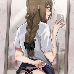 This is a pixiv picture whose title is ドエッチなパンチラ自撮りで楽しむ女、千雪.