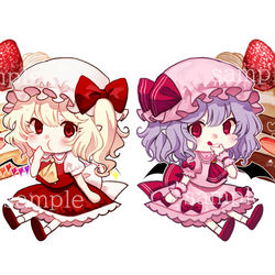 This is a pixiv picture whose title is スカーレット姉妹よくばりスイーツアクキー.
