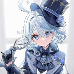 This is a pixiv picture whose title is 「グロシ」を掲げるフリーナちゃん.