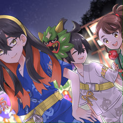 This is a pixiv picture whose title is 碧の仮面.