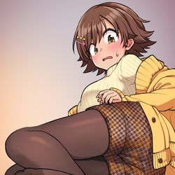 This is a pixiv picture whose title is 未央ちゃん(脱衣ブロック崩し).