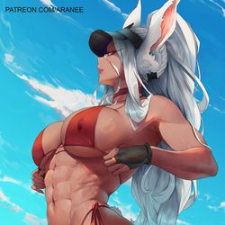 This is a pixiv picture whose title is It is sunny outside 🐰💪🌞⛱️.