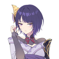 This is a pixiv picture whose title is Raiden Shogun/Ei short hair.