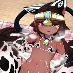 This is a pixiv picture whose title is ホットミルクとエジプト褐色ロリ.