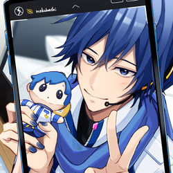 This is a pixiv picture whose title is KAITOのぬいぐるみゲットできたんすよ.