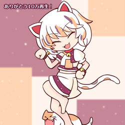 This is a pixiv picture whose title is LUCKY CAT10万再生記念.