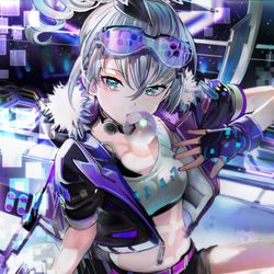 This is a pixiv picture whose title is ピコピコハカー銀狼.