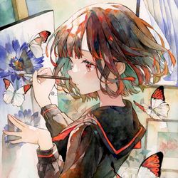 This is a pixiv picture whose title is 透明水彩＊色に香る.