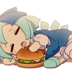 This is a pixiv picture whose title is ハンバーガークッションと眠るふもふもちるの。.