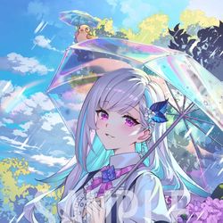 This is a pixiv picture whose title is 雨と虹.