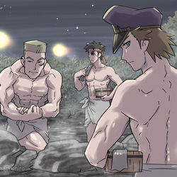 This is a pixiv picture whose title is マッスル温泉.