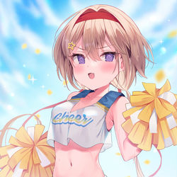This is a pixiv picture whose title is 「ふれっふれっ💦」.