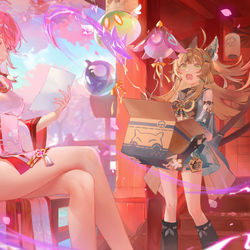 This is a pixiv picture whose title is HoYo Fair 2023 - yae & kirara.